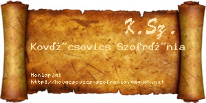 Kovácsovics Szofrónia névjegykártya